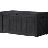imageDevoko 120 Gallon Deck Box Resin Outdoor Storage Box Waterproof for Patio Large Outdoor Storage Bench Lockable for Outside BlackBlack