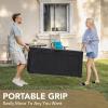 imageDevoko 120 Gallon Deck Box Resin Outdoor Storage Box Waterproof for Patio Large Outdoor Storage Bench Lockable for Outside BlackBlack