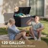 imageDevoko 120 Gallon Deck Box Resin Outdoor Storage Box Waterproof for Patio Large Outdoor Storage Bench Lockable for Outside BlackBlack