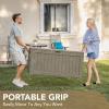 imageDevoko 120 Gallon Deck Box Resin Outdoor Storage Box Waterproof for Patio Large Outdoor Storage Bench Lockable for Outside BlackBrown