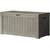 imageDevoko 120 Gallon Deck Box Resin Outdoor Storage Box Waterproof for Patio Large Outdoor Storage Bench Lockable for Outside BlackBrown