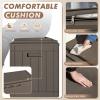imageDevoko 120 Gallon Deck Box Resin Outdoor Storage Box Waterproof for Patio Large Outdoor Storage Bench Lockable for Outside BlackBrown