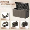 imageDevoko 120 Gallon Deck Box Resin Outdoor Storage Box Waterproof for Patio Large Outdoor Storage Bench Lockable for Outside BlackBrown