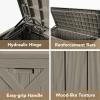 imageDevoko 120 Gallon Deck Box Resin Outdoor Storage Box Waterproof for Patio Large Outdoor Storage Bench Lockable for Outside BlackBrown