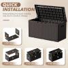 imageDevoko 120 Gallon Deck Box Resin Outdoor Storage Box Waterproof for Patio Large Outdoor Storage Bench Lockable for Outside BlackDeep Brown