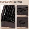 imageDevoko 120 Gallon Deck Box Resin Outdoor Storage Box Waterproof for Patio Large Outdoor Storage Bench Lockable for Outside BlackDeep Brown