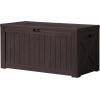 imageDevoko 120 Gallon Deck Box Resin Outdoor Storage Box Waterproof for Patio Large Outdoor Storage Bench Lockable for Outside BlackDeep Brown