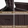 imageDevoko 120 Gallon Deck Box Resin Outdoor Storage Box Waterproof for Patio Large Outdoor Storage Bench Lockable for Outside BlackDeep Brown