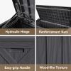 imageDevoko 120 Gallon Deck Box Resin Outdoor Storage Box Waterproof for Patio Large Outdoor Storage Bench Lockable for Outside BlackGrey