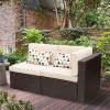 imageDevoko 2 Pieces Patio Furniture Sofa Sets Outdoor AllWeather Sectional Corner Sofa and Armless Sofa RedBeige