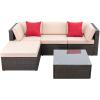 imageDevoko 2 Pieces Patio Furniture Sofa Sets Outdoor AllWeather Sectional Corner Sofa and Armless Sofa RedBeige