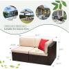 imageDevoko 2 Pieces Patio Furniture Sofa Sets Outdoor AllWeather Sectional Corner Sofa and Armless Sofa RedBeige