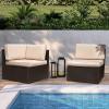 imageDevoko 2 Pieces Patio Furniture Sofa Sets Outdoor AllWeather Sectional Corner Sofa and Armless Sofa RedBeige