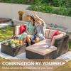 imageDevoko 2 Pieces Patio Furniture Sofa Sets Outdoor AllWeather Sectional Corner Sofa and Armless Sofa RedBeige