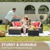imageDevoko 2 Pieces Patio Furniture Sofa Sets Outdoor AllWeather Sectional Corner Sofa and Armless Sofa RedBeige