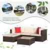 imageDevoko 2 Pieces Patio Furniture Sofa Sets Outdoor AllWeather Sectional Corner Sofa and Armless Sofa RedBeige