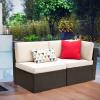 imageDevoko 2 Pieces Patio Furniture Sofa Sets Outdoor AllWeather Sectional Corner Sofa and Armless Sofa RedBeige