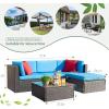 imageDevoko 2 Pieces Patio Furniture Sofa Sets Outdoor AllWeather Sectional Corner Sofa and Armless Sofa RedBlue