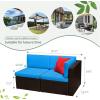 imageDevoko 2 Pieces Patio Furniture Sofa Sets Outdoor AllWeather Sectional Corner Sofa and Armless Sofa RedBlue