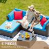 imageDevoko 2 Pieces Patio Furniture Sofa Sets Outdoor AllWeather Sectional Corner Sofa and Armless Sofa RedBlue