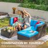 imageDevoko 2 Pieces Patio Furniture Sofa Sets Outdoor AllWeather Sectional Corner Sofa and Armless Sofa RedBlue