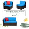 imageDevoko 2 Pieces Patio Furniture Sofa Sets Outdoor AllWeather Sectional Corner Sofa and Armless Sofa RedBlue