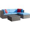 imageDevoko 2 Pieces Patio Furniture Sofa Sets Outdoor AllWeather Sectional Corner Sofa and Armless Sofa RedBlue
