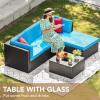 imageDevoko 2 Pieces Patio Furniture Sofa Sets Outdoor AllWeather Sectional Corner Sofa and Armless Sofa RedBlue