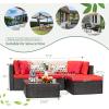 imageDevoko 2 Pieces Patio Furniture Sofa Sets Outdoor AllWeather Sectional Corner Sofa and Armless Sofa RedRed