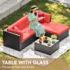 imageDevoko 2 Pieces Patio Furniture Sofa Sets Outdoor AllWeather Sectional Corner Sofa and Armless Sofa RedRed