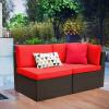 imageDevoko 2 Pieces Patio Furniture Sofa Sets Outdoor AllWeather Sectional Corner Sofa and Armless Sofa RedRed