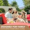 imageDevoko 2 Pieces Patio Furniture Sofa Sets Outdoor AllWeather Sectional Corner Sofa and Armless Sofa RedRed
