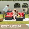 imageDevoko 2 Pieces Patio Furniture Sofa Sets Outdoor AllWeather Sectional Corner Sofa and Armless Sofa RedRed