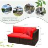 imageDevoko 2 Pieces Patio Furniture Sofa Sets Outdoor AllWeather Sectional Corner Sofa and Armless Sofa RedRed