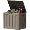 imageDevoko 30 Gallon Resin Deck Box Outdoor Indoor Waterproof Storage Box for Patio Furniture Pool Accessories Storage for Cushion Garden Tools 30 Gallon BrownBrown