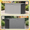 imageDevoko 30 Gallon Resin Deck Box Outdoor Indoor Waterproof Storage Box for Patio Furniture Pool Accessories Storage for Cushion Garden Tools 30 Gallon BrownGrey