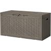 imageDevoko 30 Gallon Resin Deck Box Outdoor Indoor Waterproof Storage Box for Patio Furniture Pool Accessories Storage for Cushion Garden Tools 30 Gallon BrownBrown