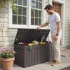 imageDevoko 30 Gallon Resin Deck Box Outdoor Indoor Waterproof Storage Box for Patio Furniture Pool Accessories Storage for Cushion Garden Tools 30 Gallon BrownBrown