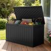 imageDevoko 30 Gallon Resin Deck Box Outdoor Indoor Waterproof Storage Box for Patio Furniture Pool Accessories Storage for Cushion Garden Tools 30 Gallon BrownBlack