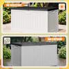 imageDevoko 30 Gallon Resin Deck Box Outdoor Indoor Waterproof Storage Box for Patio Furniture Pool Accessories Storage for Cushion Garden Tools 30 Gallon BrownWhite with Black Top