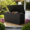 imageDevoko 30 Gallon Resin Deck Box Outdoor Indoor Waterproof Storage Box for Patio Furniture Pool Accessories Storage for Cushion Garden Tools 30 Gallon BrownBlack