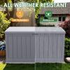 imageDevoko 30 Gallon Resin Deck Box Outdoor Indoor Waterproof Storage Box for Patio Furniture Pool Accessories Storage for Cushion Garden Tools 30 Gallon BrownGrey
