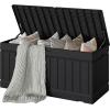 imageDevoko 30 Gallon Resin Deck Box Outdoor Indoor Waterproof Storage Box for Patio Furniture Pool Accessories Storage for Cushion Garden Tools 30 Gallon BrownBlack
