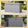 imageDevoko 30 Gallon Resin Deck Box Outdoor Indoor Waterproof Storage Box for Patio Furniture Pool Accessories Storage for Cushion Garden Tools 30 Gallon BrownGray