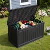 imageDevoko 30 Gallon Resin Deck Box Outdoor Indoor Waterproof Storage Box for Patio Furniture Pool Accessories Storage for Cushion Garden Tools 30 Gallon BrownBlack