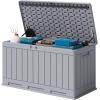 imageDevoko 30 Gallon Resin Deck Box Outdoor Indoor Waterproof Storage Box for Patio Furniture Pool Accessories Storage for Cushion Garden Tools 30 Gallon BrownGray