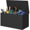 imageDevoko 30 Gallon Resin Deck Box Outdoor Indoor Waterproof Storage Box for Patio Furniture Pool Accessories Storage for Cushion Garden Tools 30 Gallon BrownBlack