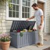 imageDevoko 30 Gallon Resin Deck Box Outdoor Indoor Waterproof Storage Box for Patio Furniture Pool Accessories Storage for Cushion Garden Tools 30 Gallon BrownGrey