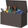 imageDevoko 30 Gallon Resin Deck Box Outdoor Indoor Waterproof Storage Box for Patio Furniture Pool Accessories Storage for Cushion Garden Tools 30 Gallon BrownBrown