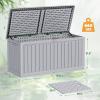 imageDevoko 30 Gallon Resin Deck Box Outdoor Indoor Waterproof Storage Box for Patio Furniture Pool Accessories Storage for Cushion Garden Tools 30 Gallon BrownGrey